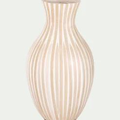 Vase*alinea Vase classique en bambou rayé H41cm - Blanc