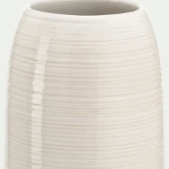 Vase*alinea Vase classique en grès strié H25,5cm - Blanc