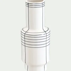 Vase*alinea Vase contemporain en céramique à rayures H35cm - Blanc
