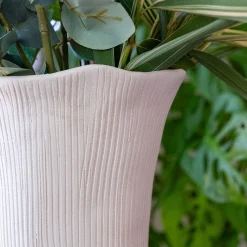 Vase*alinea Vase contemporain en faïence striée H31,5cm - Blanc