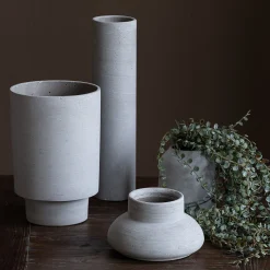 Vase*alinea Vase contemporain en polystone effet béton H22cm - Gris