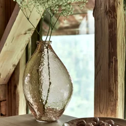 Vase|Vase Et Branchage De Noël*alinea Vase contemporain en verre recyclé H34cm - Orange