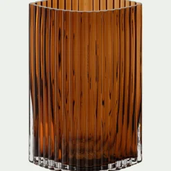 Vase*alinea Vase contemporain en verre strié H26cm - Marron