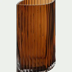 Vase*alinea Vase contemporain en verre strié H26cm - Marron