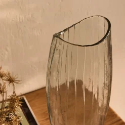 Vase*alinea Vase ovale strié en verre H47cm - Transparent