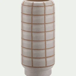 Vase*alinea Vase quadrillé en céramique H32,5cm - Blanc