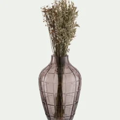 Vase*alinea Vase quadrillé en verre teinté H30cm - Gris