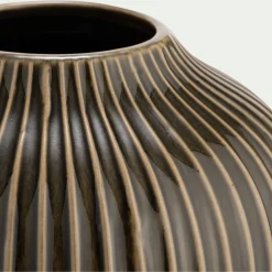 Vase*alinea Vase strié en grès H14,5cm - Vert