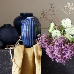 Vase*alinea Vase strié en porcelaine H19,5cm - Bleu