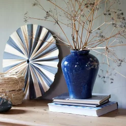 Vase*alinea Vase texturé en grès D18xH23cm - bleu