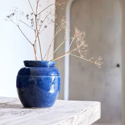 Vase*alinea Vase texturé en grès D20xH20cm - Bleu