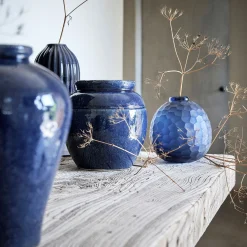 Vase*alinea Vase texturé en grès D20xH20cm - Bleu