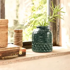 Vase*alinea Vase texturé en grès D13,5xH16cm - Vert