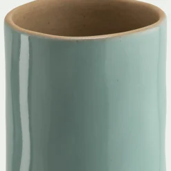 Vase*alinea Vase tube bicolore en grès H20cm - Bleu
