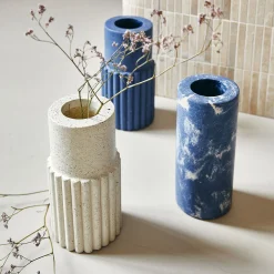 Vase*alinea Vase tube en béton à relief H21cm - Blanc