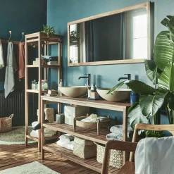 Vasque Salle De Bain*alinea Vasque de salle de bains ronde en pierre de rivière - Beige