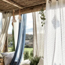 Voilage*alinea Voilage à œillets en coton motif Jasmin 140x250cm - Blanc