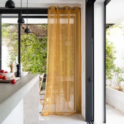 Matelas Enfant|Bureau Enfant*alinea Voilage à œillets en polyester 135x250cm - argan Jaune