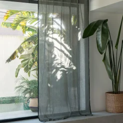 Voilage*alinea Voilage à passants cachés en lin et coton finition liseré 140x260cm - cèdre Vert