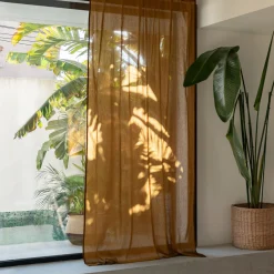 Voilage*alinea Voilage à passants cachés en lin et coton finition liseré 140x260cm - brun alep Marron