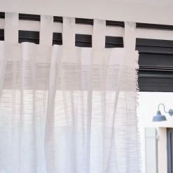 Voilage*alinea Voilage à passants en coton finition franges 140x280cm - Blanc